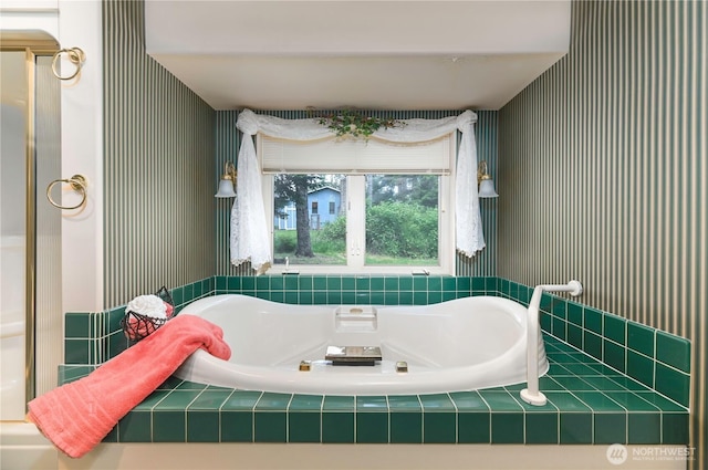 full bathroom with a garden tub