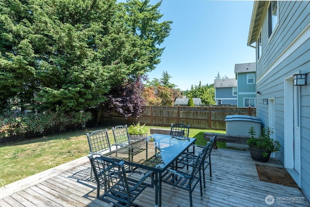 3828 Sutton Pl, Anacortes, WA 98221 - wooden terrace featuring outdoor dining area