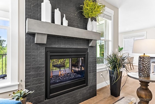 19507 81st Pl NE Unit 3, Kenmore, WA 98028 - detailed view of a multi sided fireplace and wood finished floors