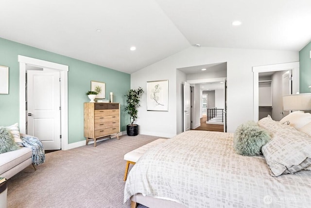 19507 81st Pl NE Unit 3, Kenmore, WA 98028 - carpeted bedroom with vaulted ceiling, recessed lighting, and a walk in closet