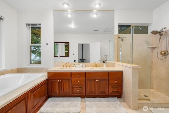 3236 Gravelly Beach Loop NW, Olympia, WA 98502 - full bathroom featuring walk in shower, double vanity, and a bath