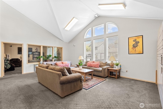 12515 109th Ct NE Unit B104, Kirkland, WA 98034 - living area with carpet flooring and high vaulted ceiling