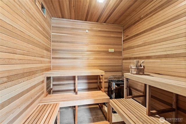 12515 109th Ct NE Unit B104, Kirkland, WA 98034 - sauna / steam room featuring wooden walls and wooden ceiling
