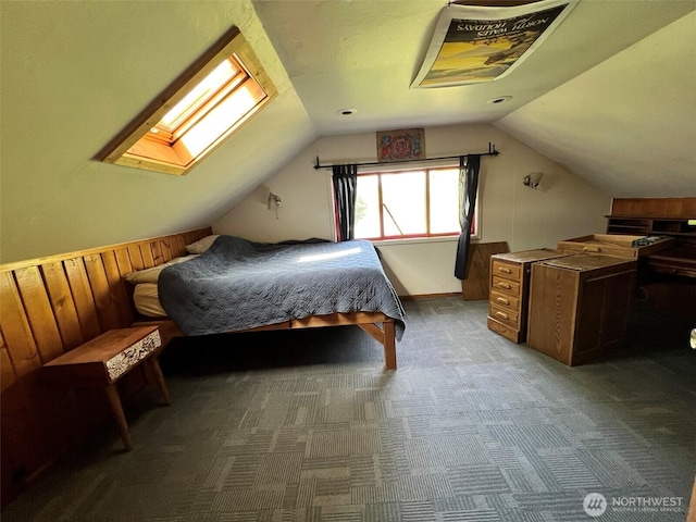2927 Orleans St, Bellingham, WA 98226 - bedroom with vaulted ceiling, carpet floors, and a skylight