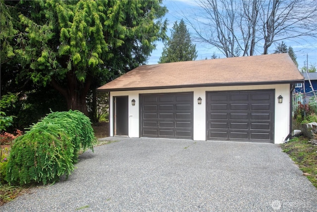 view of detached garage