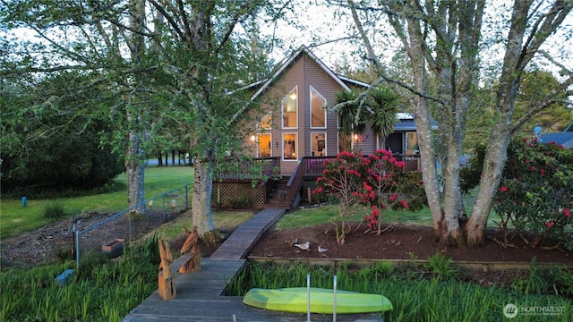 963 Hassalo Ave SE, Ocean Shores, WA 98569 - back of house with a deck and stairway