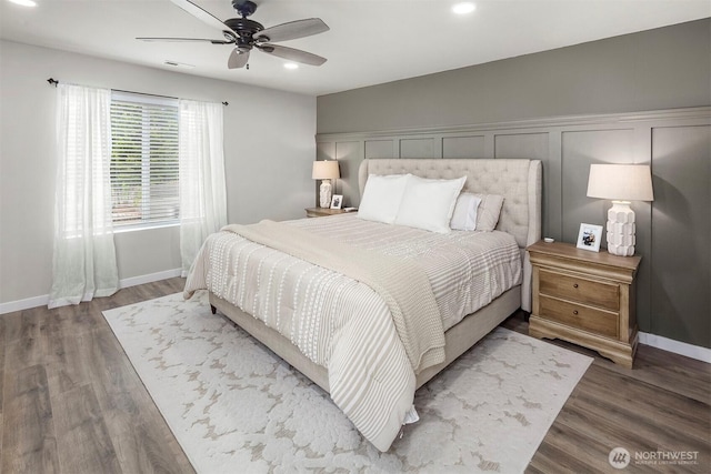 29058 215th Pl SE, Kent, WA 98042 - bedroom featuring recessed lighting, wood finished floors, baseboards, and ceiling fan