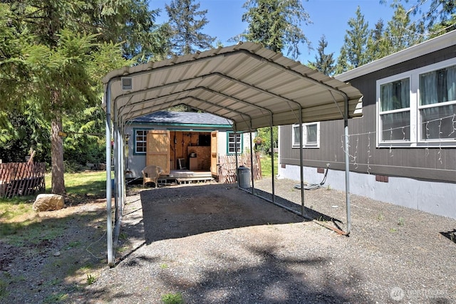 view of parking with a carport