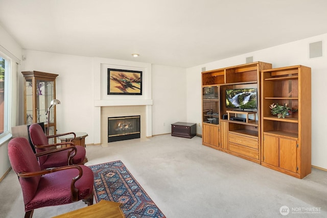 19021 113th Way SE, Renton, WA 98055 - living area with light carpet and a fireplace