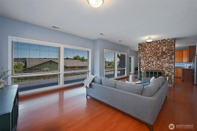 3911 NE 158th Ln, Lake Forest Park, WA 98155 - living room with dark wood finished floors and a fireplace