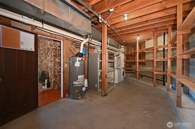3911 NE 158th Ln, Lake Forest Park, WA 98155 - unfinished below grade area with secured water heater and separate washer and dryer