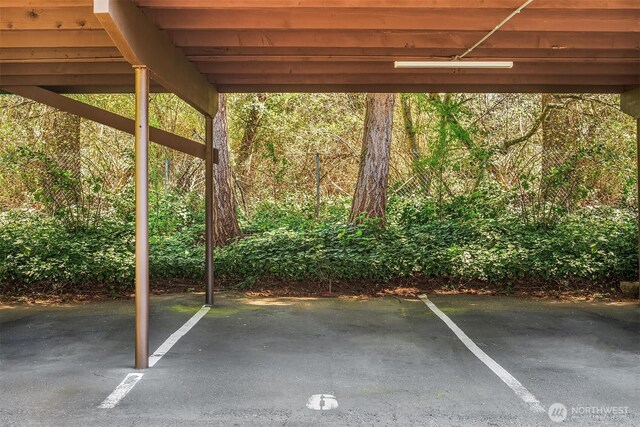 view of covered parking lot