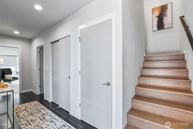 1709 NW 64th St, Seattle, WA 98107 - stairs featuring tile patterned floors and recessed lighting
