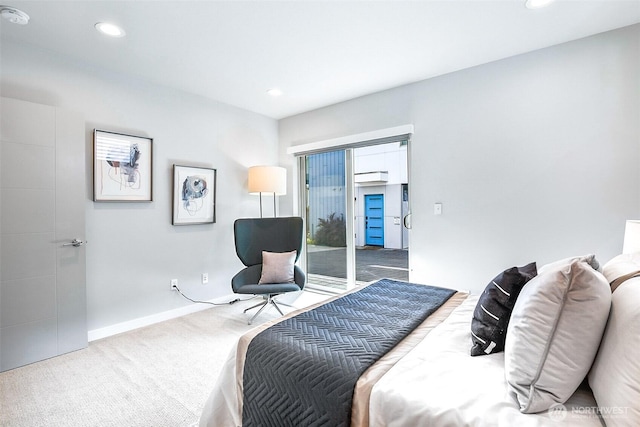 1709 NW 64th St, Seattle, WA 98107 - bedroom with carpet, recessed lighting, access to exterior, and baseboards