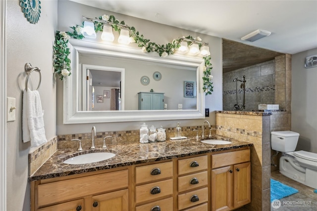 14612 Avon Allen Rd, Mount Vernon, WA 98273 - full bath with toilet, tiled shower, and double vanity