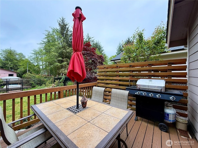 735 Dover Ct SE, Ocean Shores, WA 98569 - deck featuring outdoor dining space and a grill