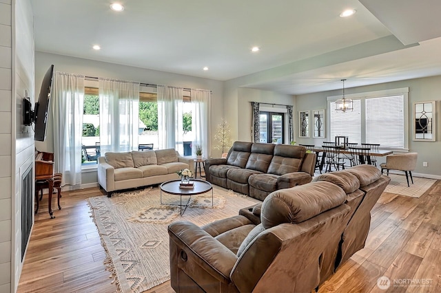 1827 Double Ditch Ct, Lynden, WA 98264 - living room featuring light wood-style flooring, recessed lighting, and baseboards