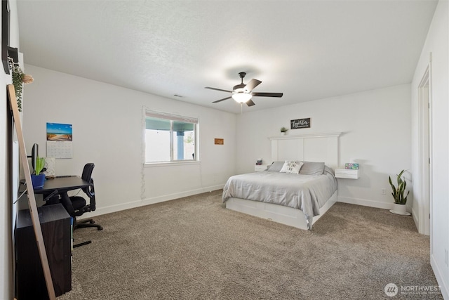 3504 Kathren Ln, Pasco, WA 99301 - bedroom with a desk, carpet, baseboards, and a ceiling fan