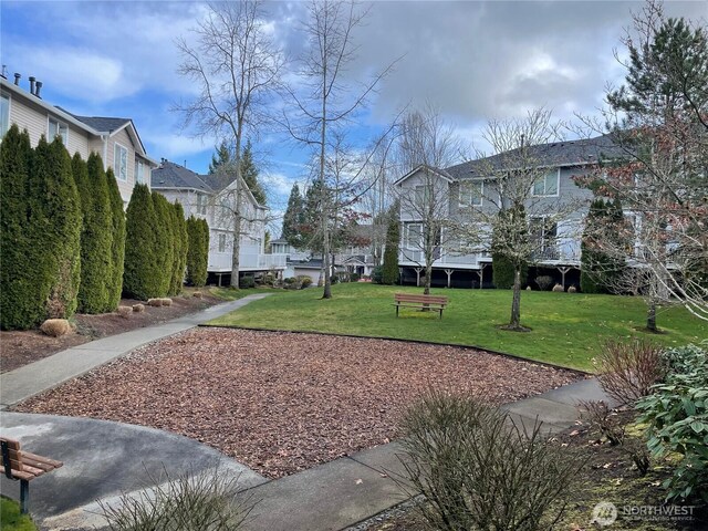 view of property's community featuring a yard and a residential view