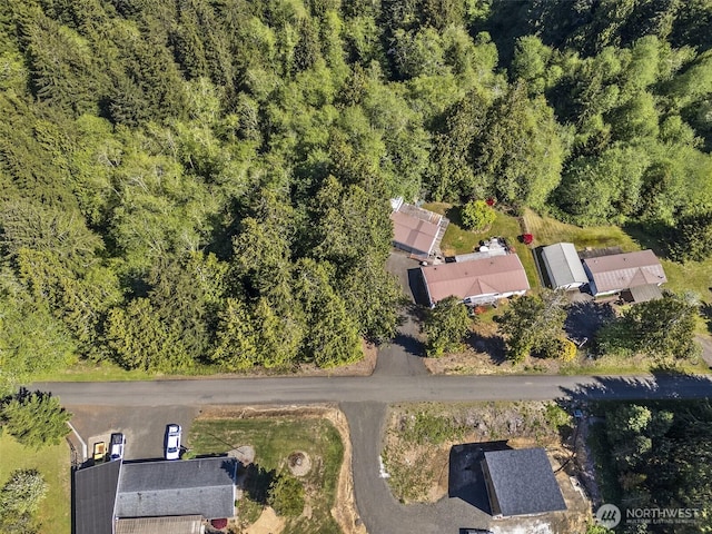 view of property location with a heavily wooded area