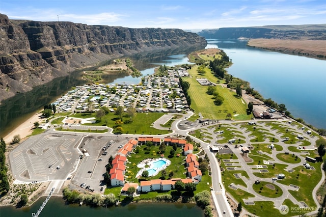 aerial overview of property's location with a nearby body of water