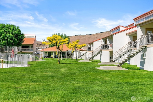 view of community with stairs and a residential view