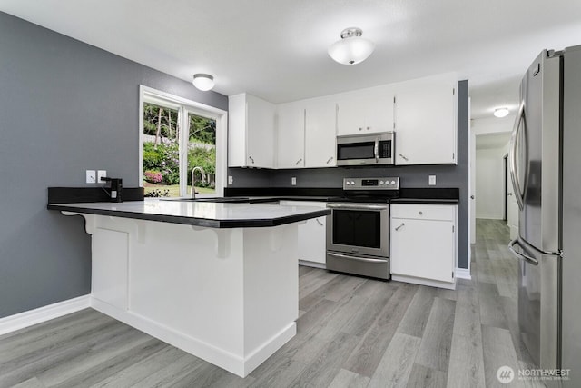 15221 42nd Ave E, Tacoma, WA 98446 - kitchen featuring stainless steel appliances, a peninsula, light wood finished floors, and a sink