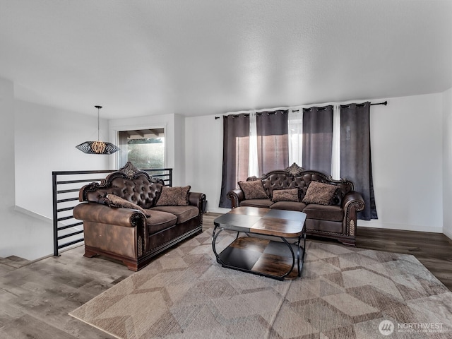 living area featuring wood finished floors