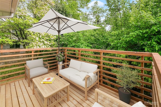 deck with an outdoor hangout area