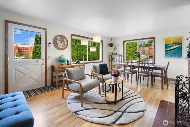 living area featuring wood finished floors