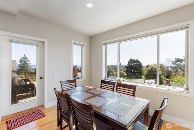 1215 Lawrence St Unit 201, Port Townsend, WA 98368 - dining space featuring recessed lighting, light wood-type flooring, and baseboards