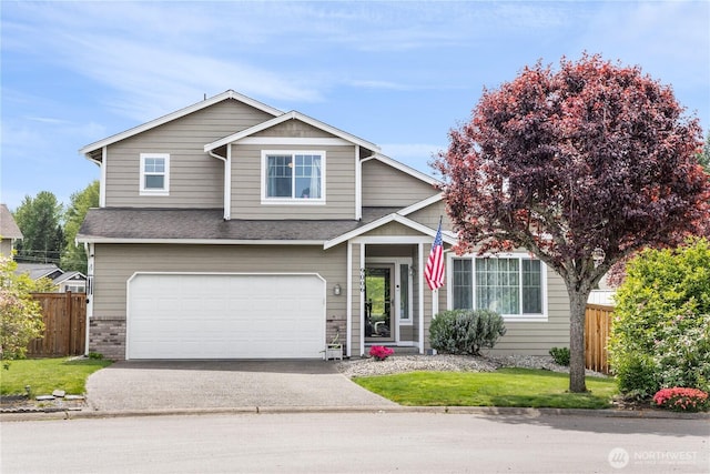 9006 190th St E, Puyallup, WA 98375 - view of front facade with concrete driveway, an attached garage, roof with shingles, and brick siding