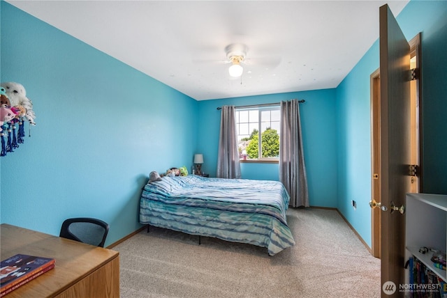 9006 190th St E, Puyallup, WA 98375 - bedroom with carpet floors, baseboards, an office area, and ceiling fan