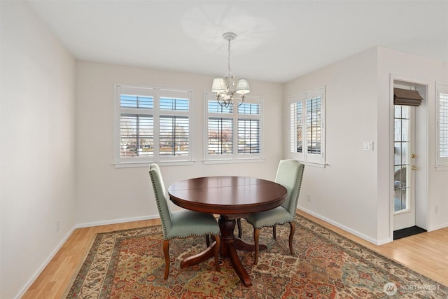 514 Bell St, Edmonds, WA 98020 - dining room featuring a notable chandelier, baseboards, plenty of natural light, and wood finished floors