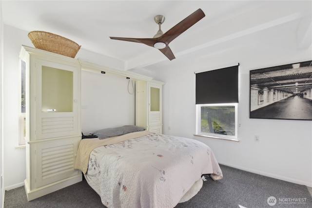 11 Ridge Loop Rd, Cle Elum, WA 98922 - bedroom featuring dark colored carpet, a ceiling fan, and baseboards