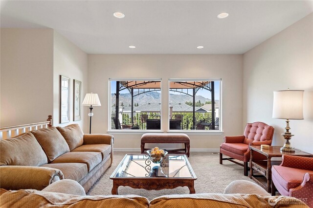 1552 Huntwood Ln, East Wenatchee, WA 98802 - living area featuring carpet floors, baseboards, and recessed lighting
