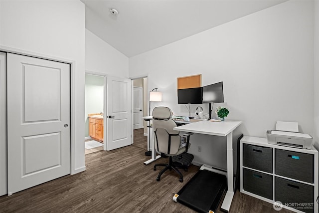 4002 33rd St NE, Tacoma, WA 98422 - office space with dark wood-type flooring and high vaulted ceiling
