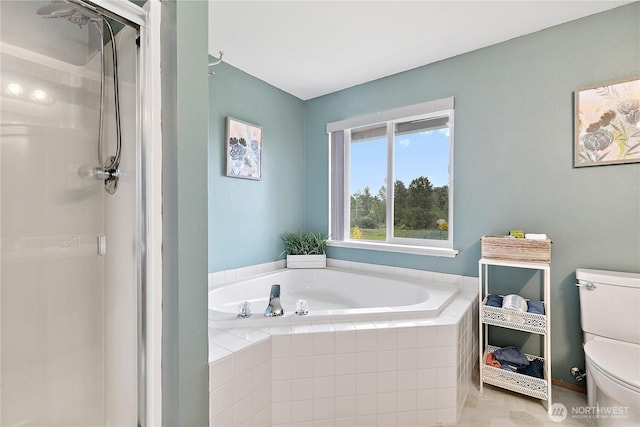 17915 69th Avenue Ct E, Puyallup, WA 98375 - full bathroom featuring a shower stall, a garden tub, and toilet