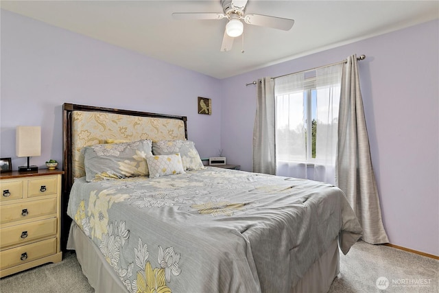 17915 69th Avenue Ct E, Puyallup, WA 98375 - bedroom with light colored carpet, a ceiling fan, and baseboards