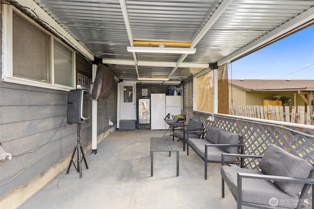322 W 8th St, Warden, WA 98857 - view of patio / terrace with an outdoor living space and fence