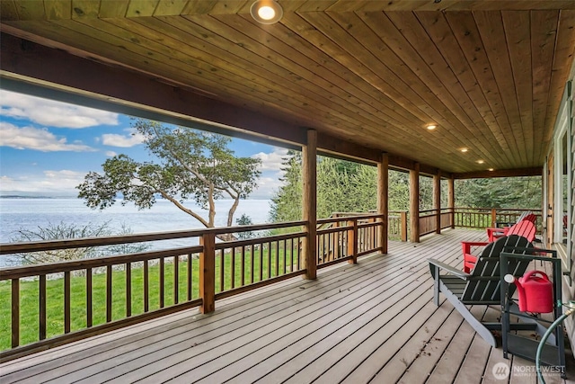 1005 Cavalero Rd, Camano Island, WA 98282 - deck with a yard and a water view