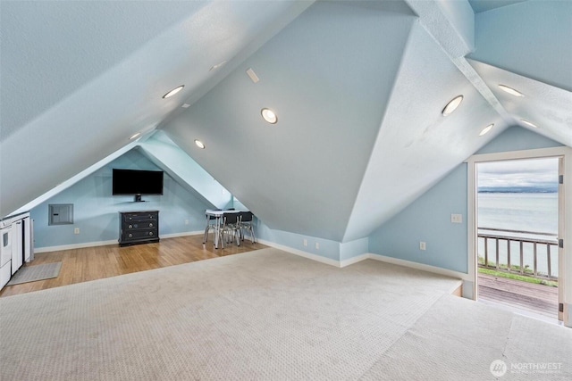 1005 Cavalero Rd, Camano Island, WA 98282 - bonus room with vaulted ceiling, a wealth of natural light, baseboards, and carpet flooring