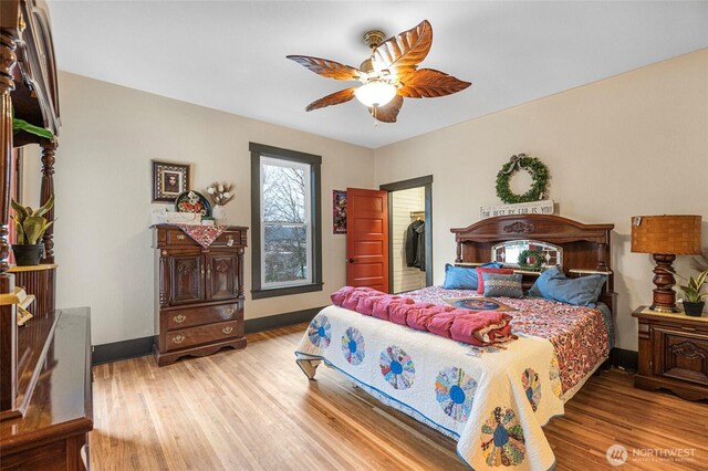 640 N Elm St, Colville, WA 99114 - bedroom with ceiling fan, light wood-style floors, baseboards, and a spacious closet