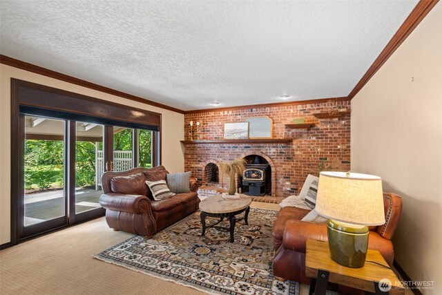 7117 NE 176th Ave, Vancouver, WA 98682 - carpeted living area with crown molding and a textured ceiling