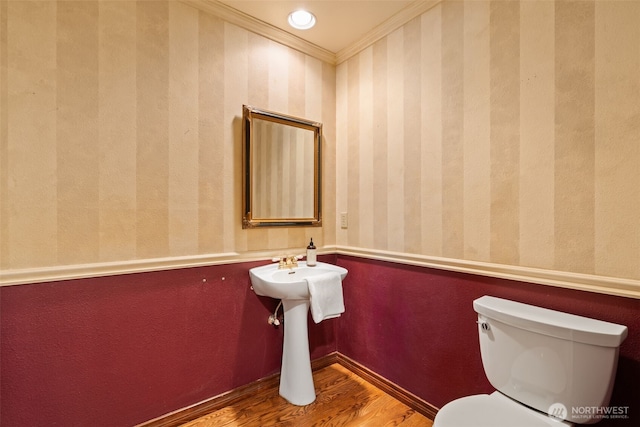 7117 NE 176th Ave, Vancouver, WA 98682 - half bathroom with wood finished floors and ornamental molding