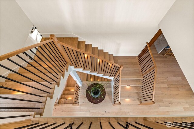 8458 NE 9th St, Medina, WA 98039 - stairs featuring wood finished floors