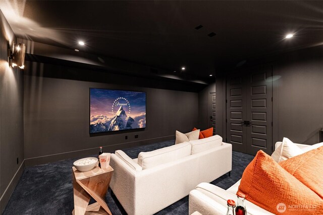 8458 NE 9th St, Medina, WA 98039 - cinema with carpet flooring, recessed lighting, and baseboards