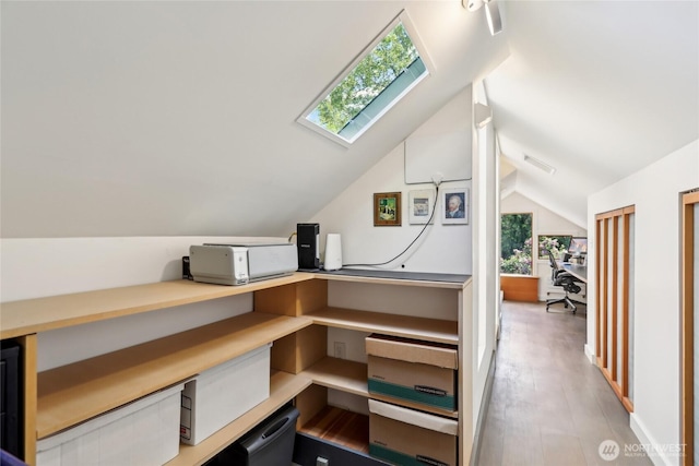 storage area featuring a skylight