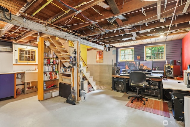 office with concrete floors