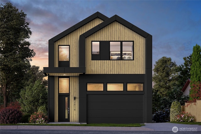contemporary house with an attached garage
